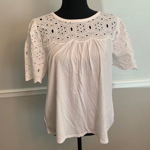 Loft Eyelet Mixed Media Top